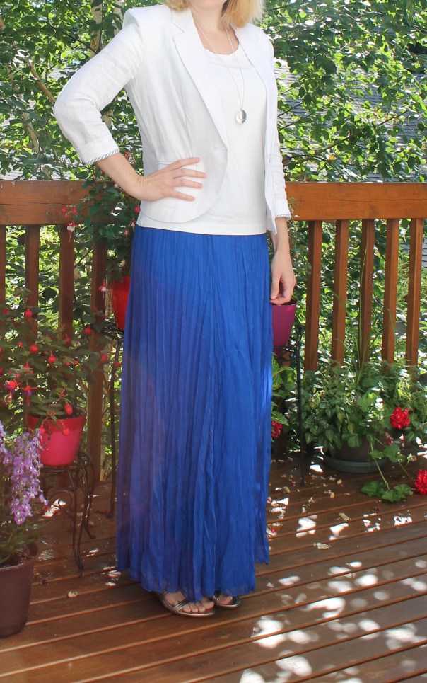 Blue crinkle maxi skirt