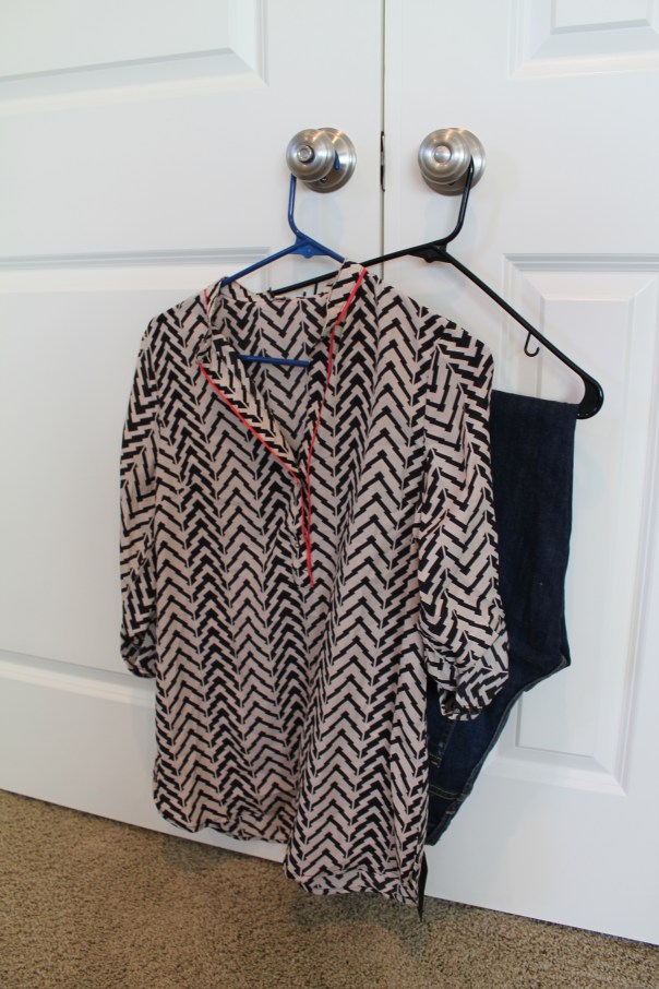 Uniq placket top and Just USA Black Label Jeans