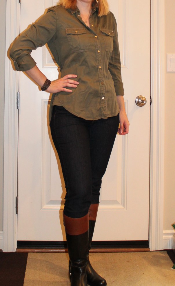 Army blouse and jeans