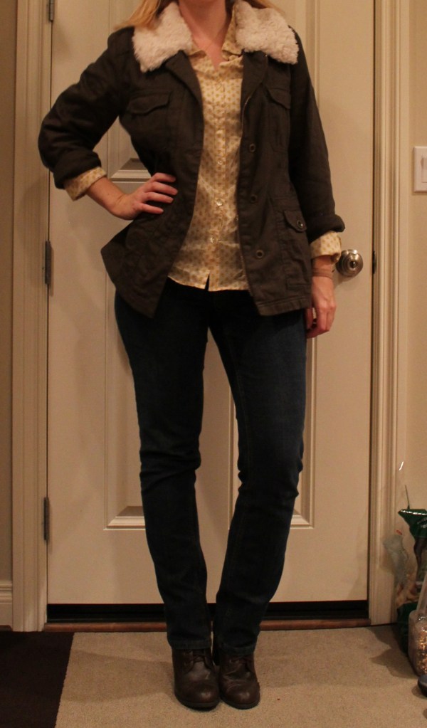 faux fur collar military jacket