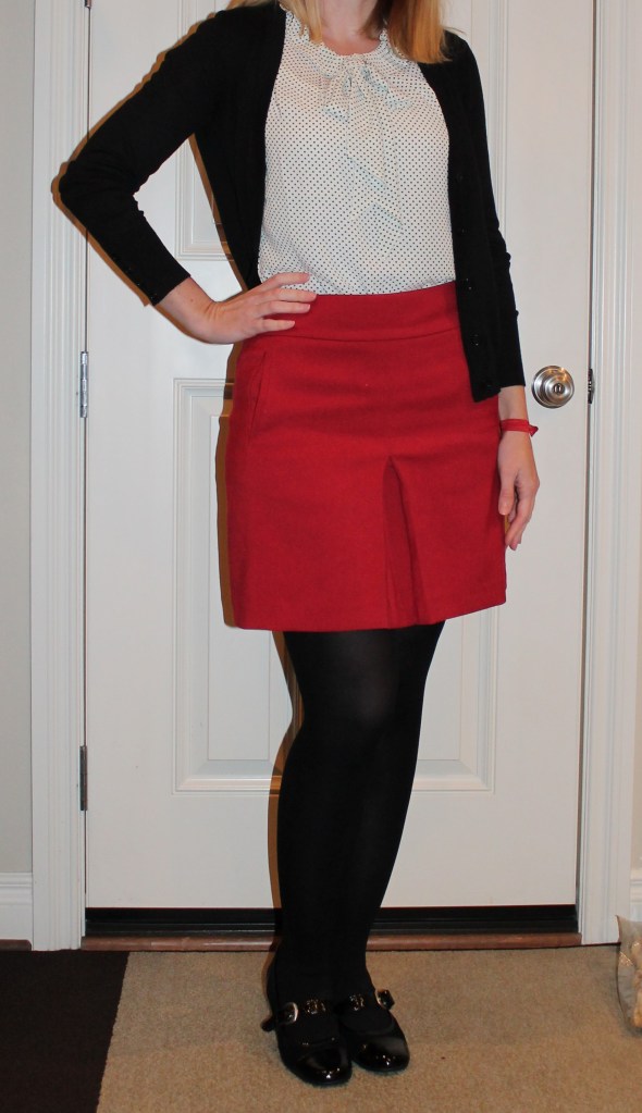 Red Skirt and White Polka Dot Blouse
