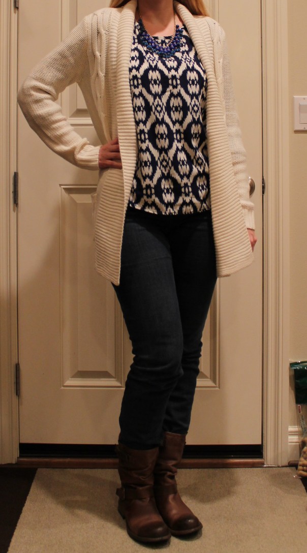 cream cardigan